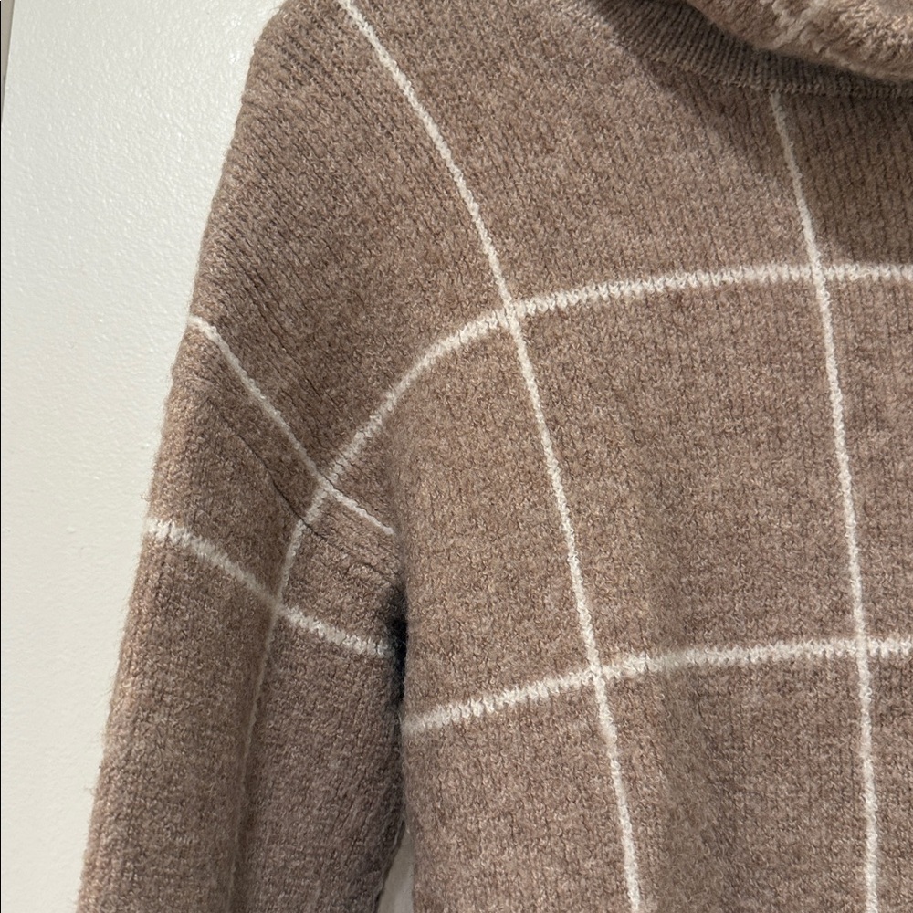 Madewell Heather Driftwood Windowpane Turtleneck Sweater Sz XS - Picture 4 of 10